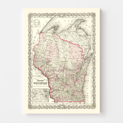 Vintage Map of Wisconsin, 1878