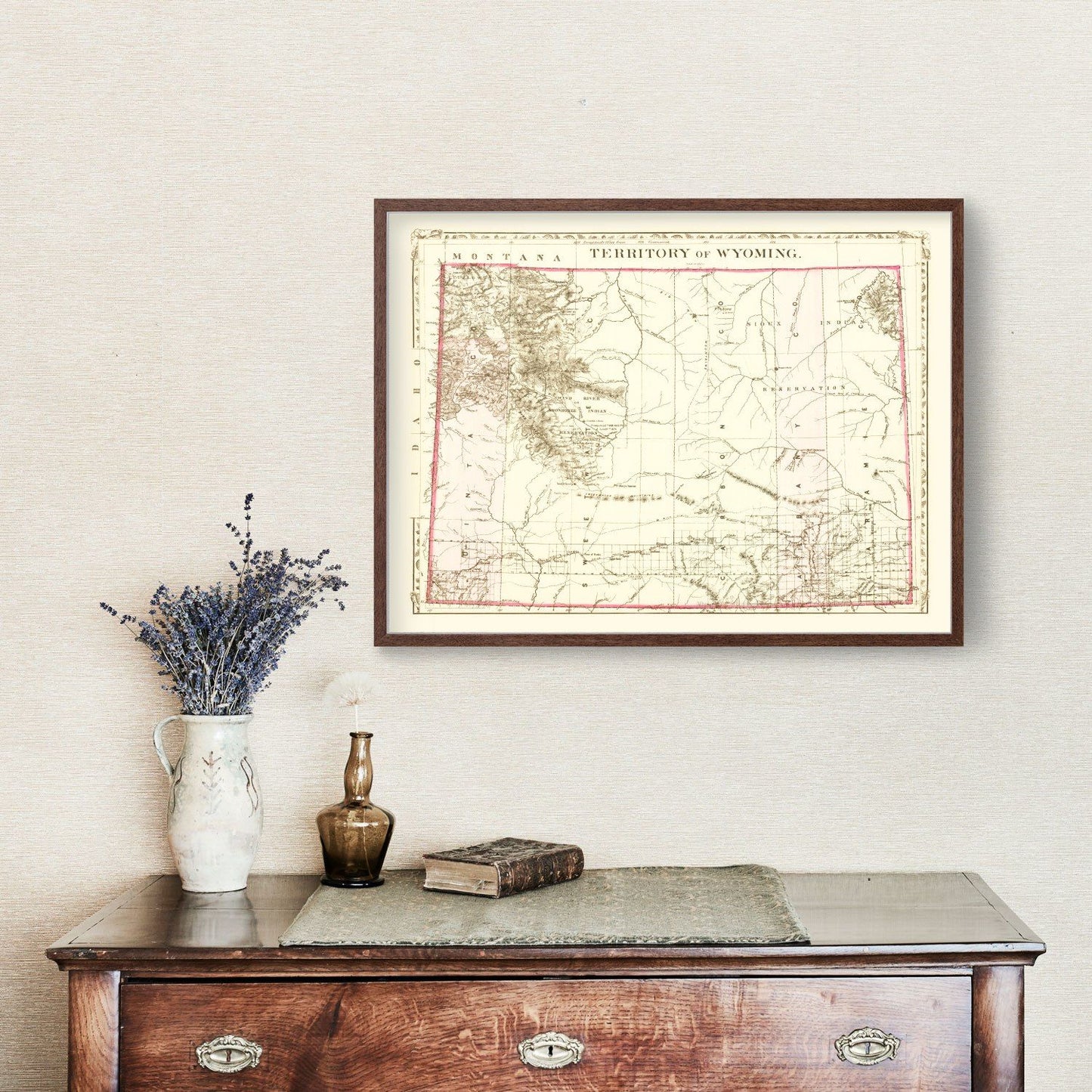 Vintage Map of Wyoming, 1880