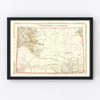 Vintage map of Wyoming Territory, 1880, digitally restored print