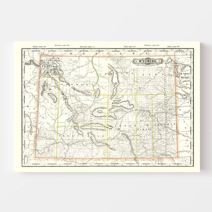 Vintage Map of Wyoming, 1884
