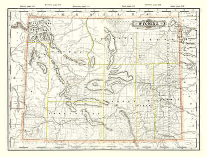 Vintage Map of Wyoming, 1884