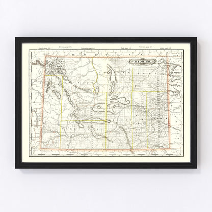 Vintage map of Wyoming territory, 1884, pre-statehood restored print