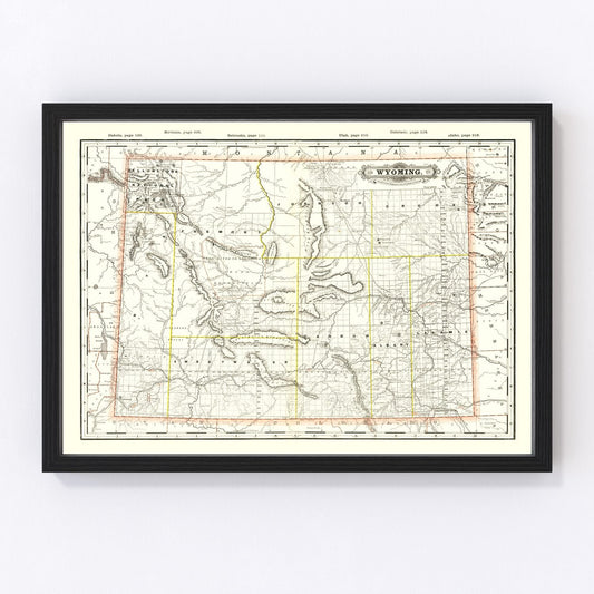 Vintage map of Wyoming territory, 1884, pre-statehood restored print