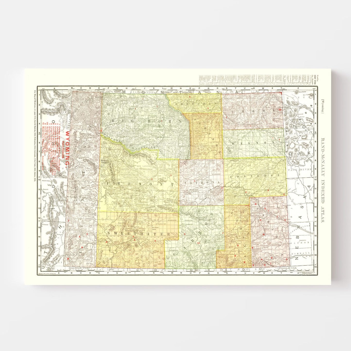 Vintage Map of Wyoming, 1908