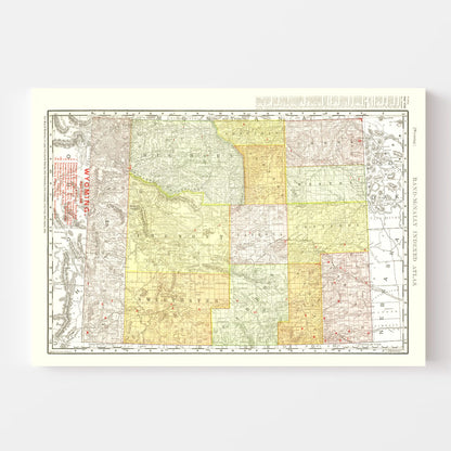 Vintage Map of Wyoming, 1908