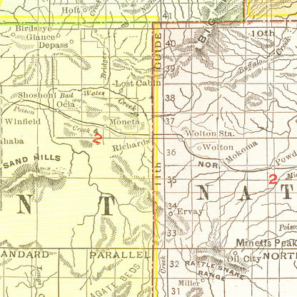 Vintage Map of Wyoming, 1908