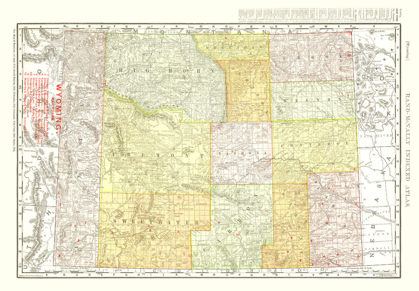 Vintage Map of Wyoming, 1908