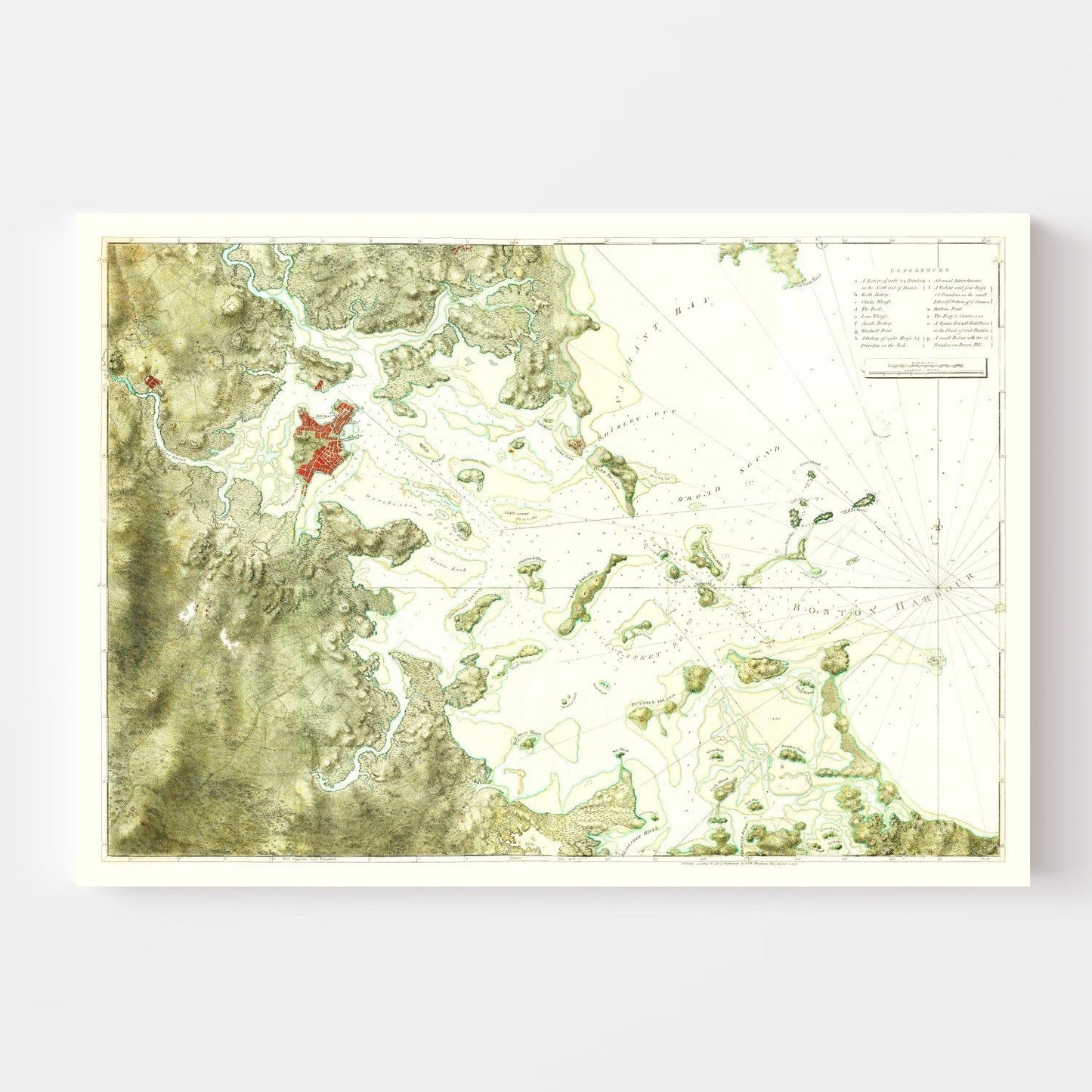 Vintage Map of Boston Harbor, 1775