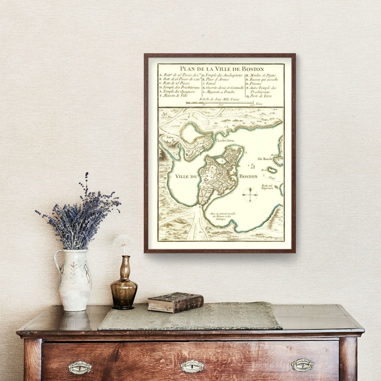 Vintage Map of Boston, Massachusetts, 1764