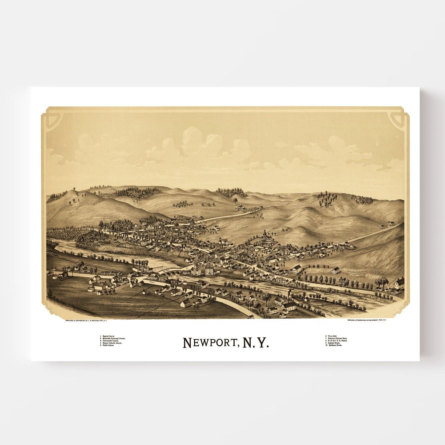 Vintage Map of Newport, New York, 1890