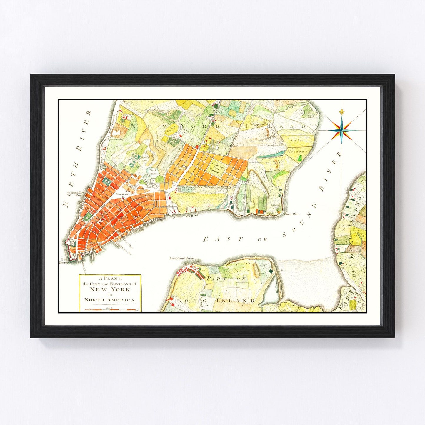 Vintage map of New York City, New York, 1776