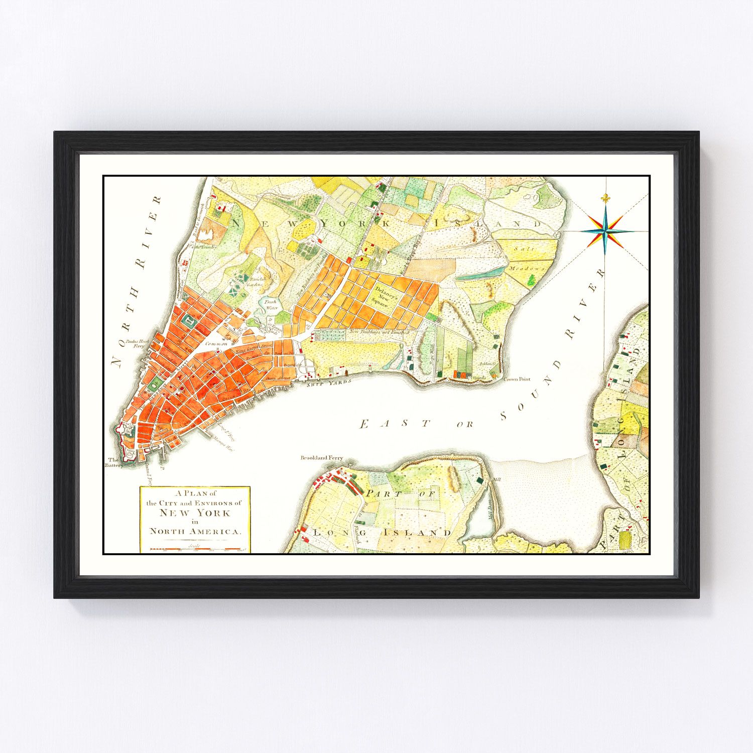 Vintage map of New York City, New York, 1776