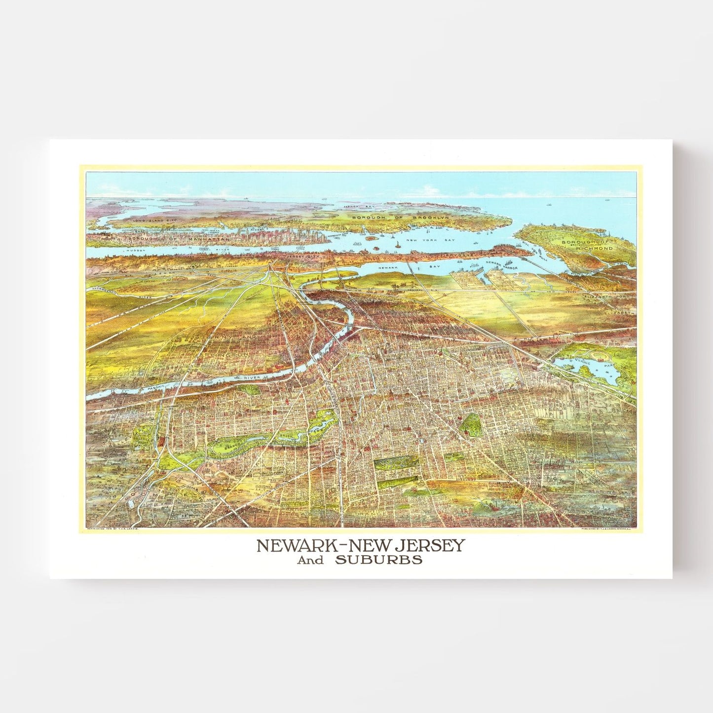 Vintage Map of Newark, New Jersey, 1916