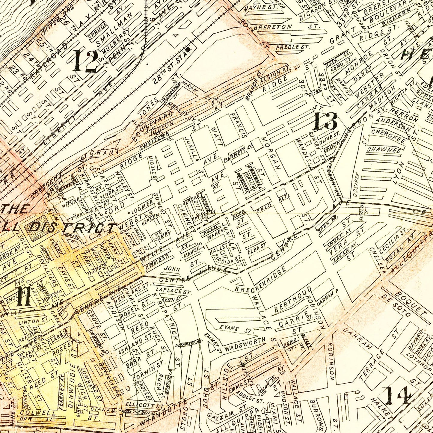 Vintage Map of Pittsburgh, Pennsylvania, 1898
