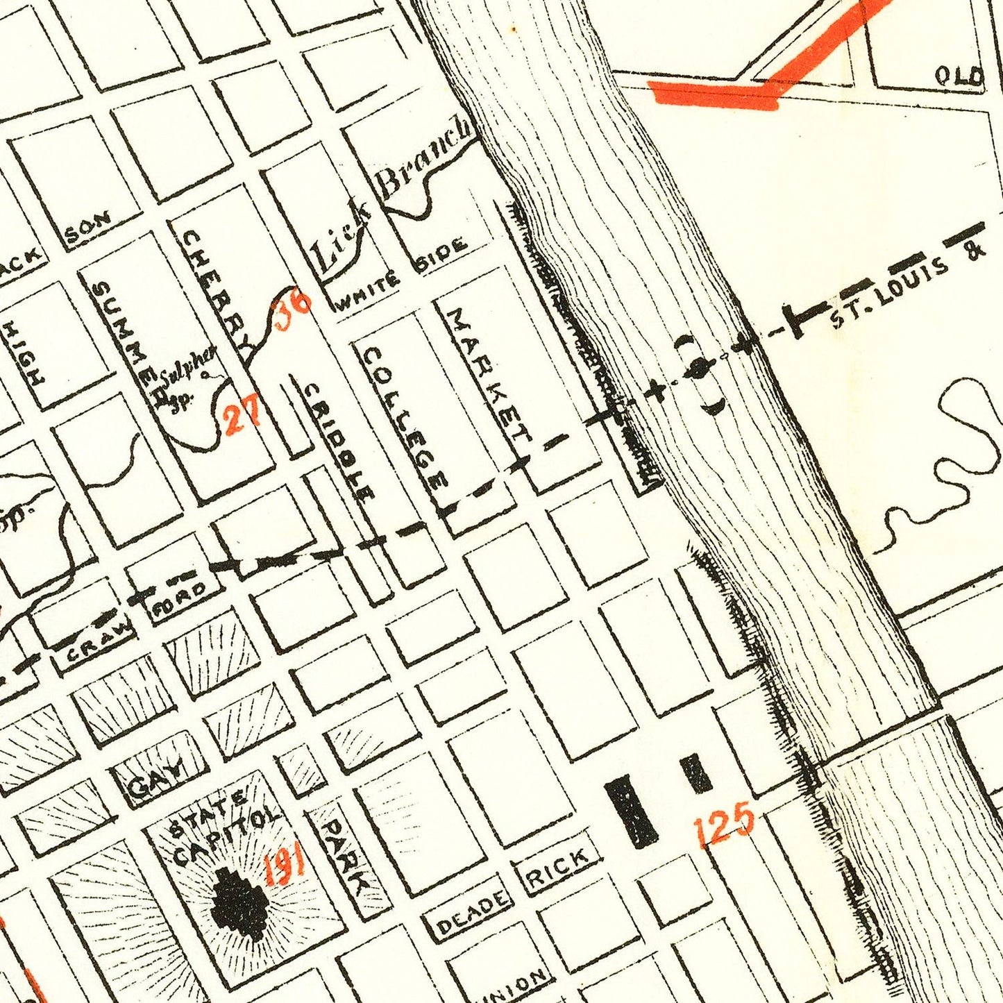 Vintage Map of Nashville, Tennessee, 1879