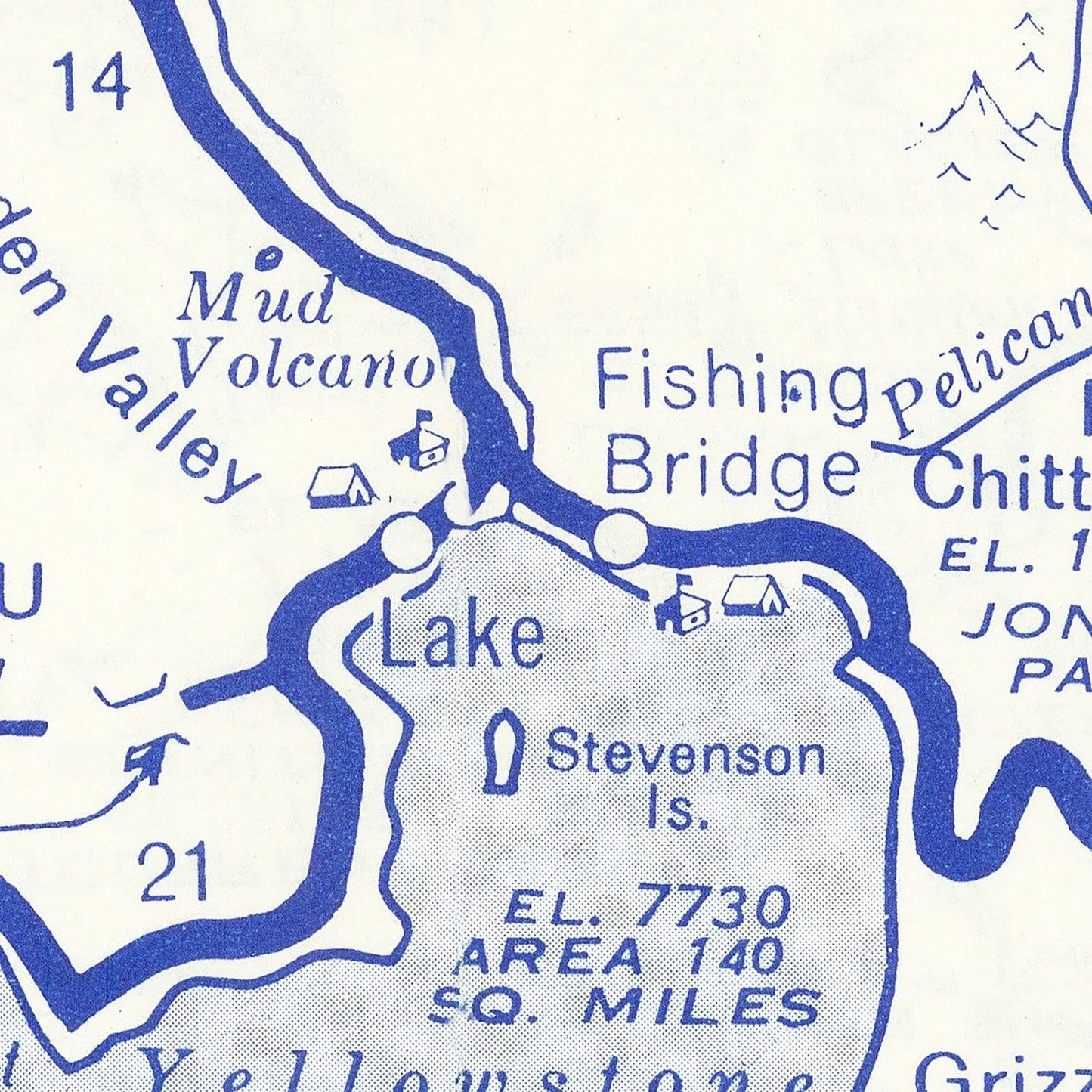 Vintage Map of Yellowstone National Park, 1930