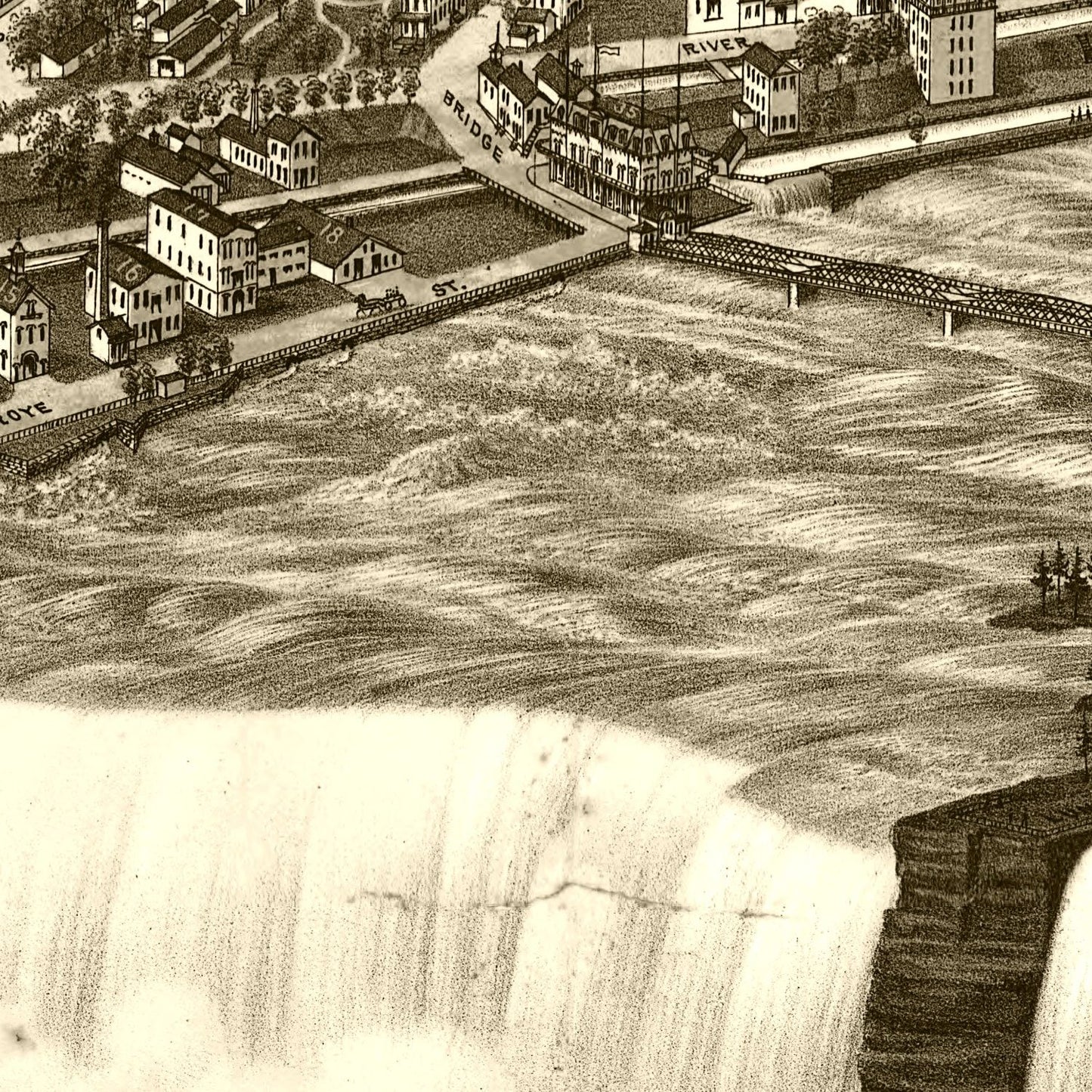 Vintage Map of Niagara Falls, New York, 1882