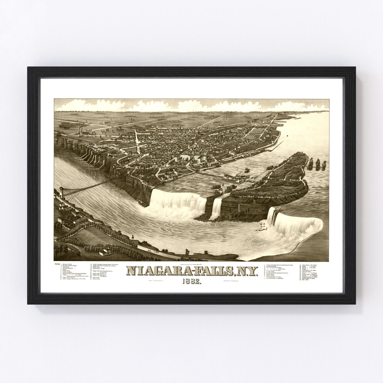 Vintage map of Niagara Falls, New York, 1882