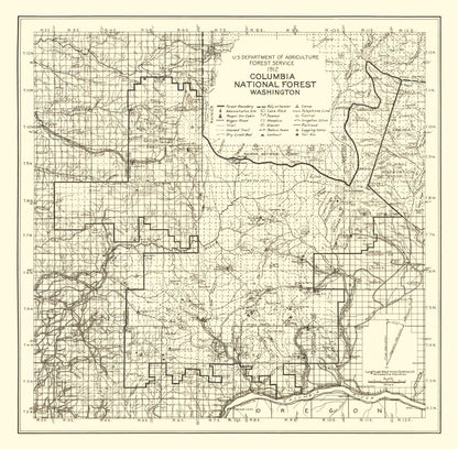 Vintage Columbia National Forest Map 1913 - Restored Print