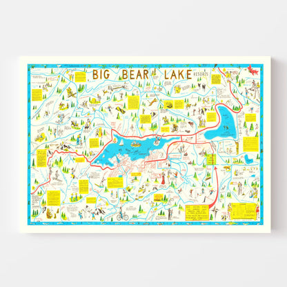 Vintage Big Bear Lake Souvenir Map 1947