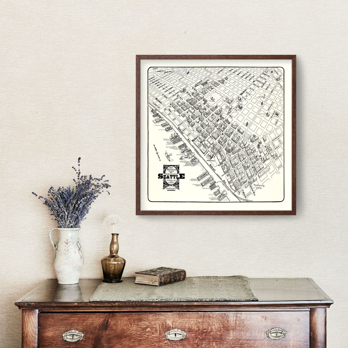 Vintage Seattle Business District Map, 1904