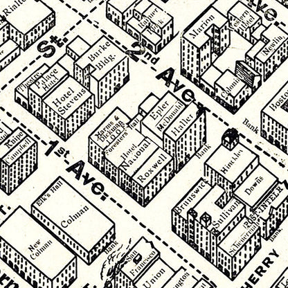 Vintage Seattle Business District Map, 1904