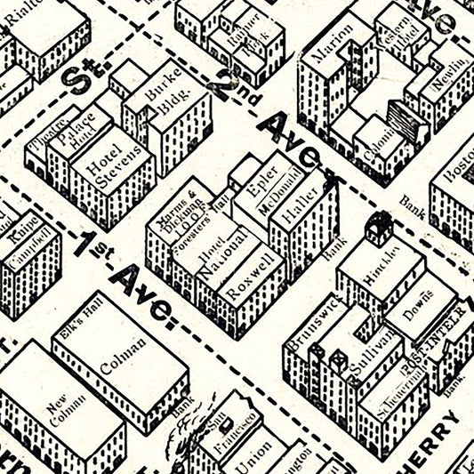 Vintage Seattle Business District Map, 1904