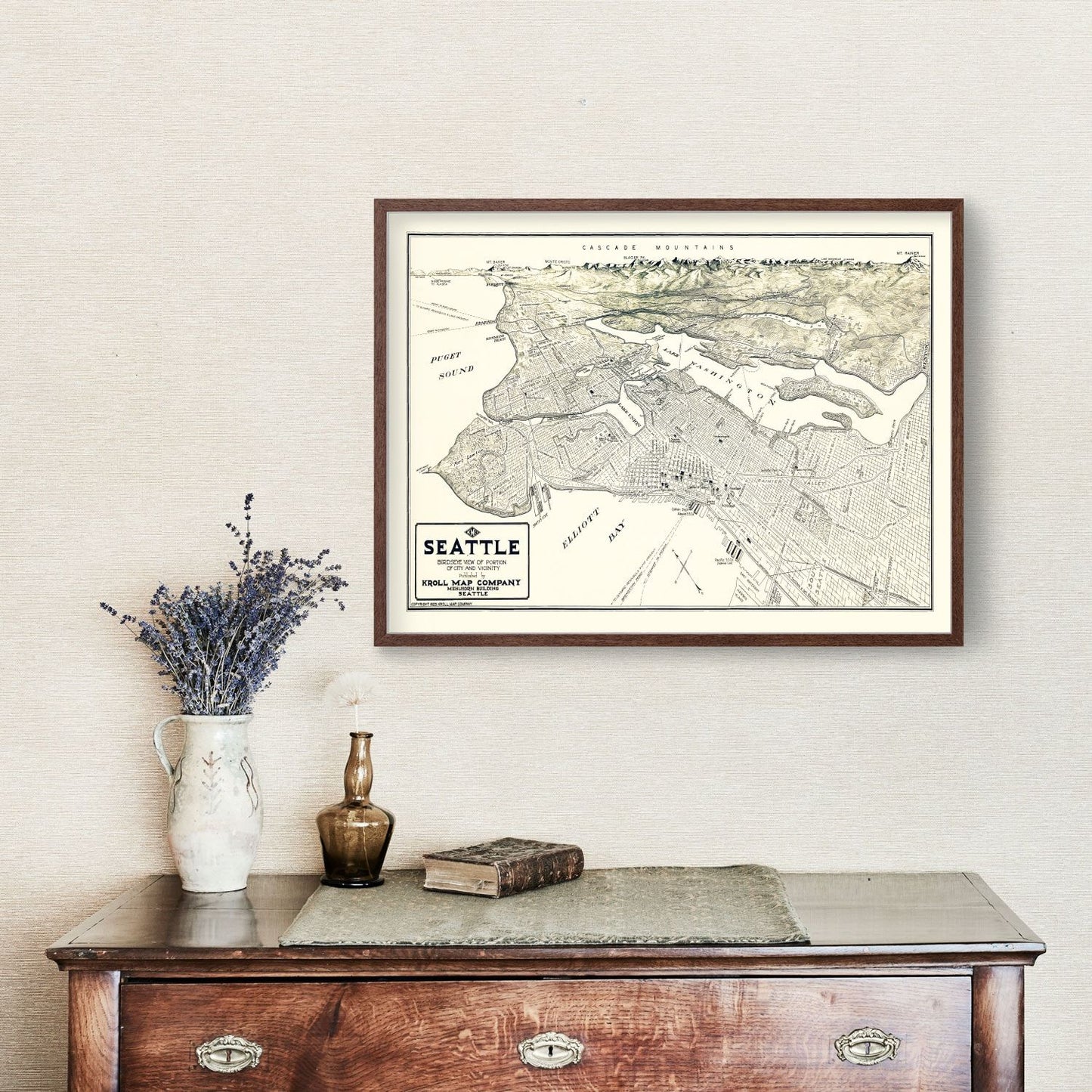 Vintage Map of Seattle, Washington, 1925