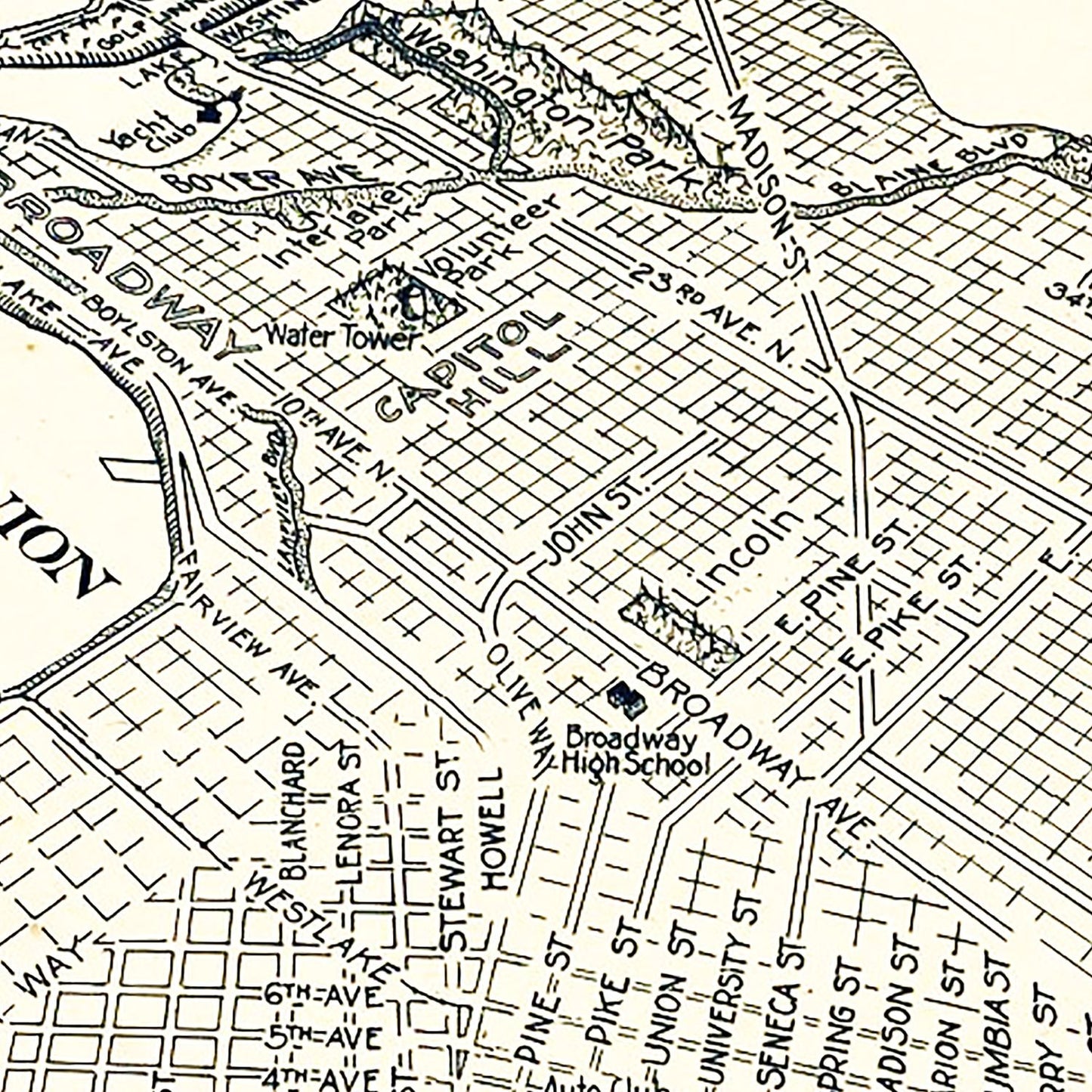 Vintage Map of Seattle, Washington, 1925