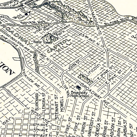Vintage Map of Seattle, Washington 1925