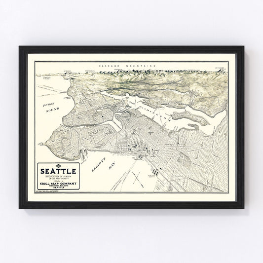 vintage map of Seattle, Washington, 1925