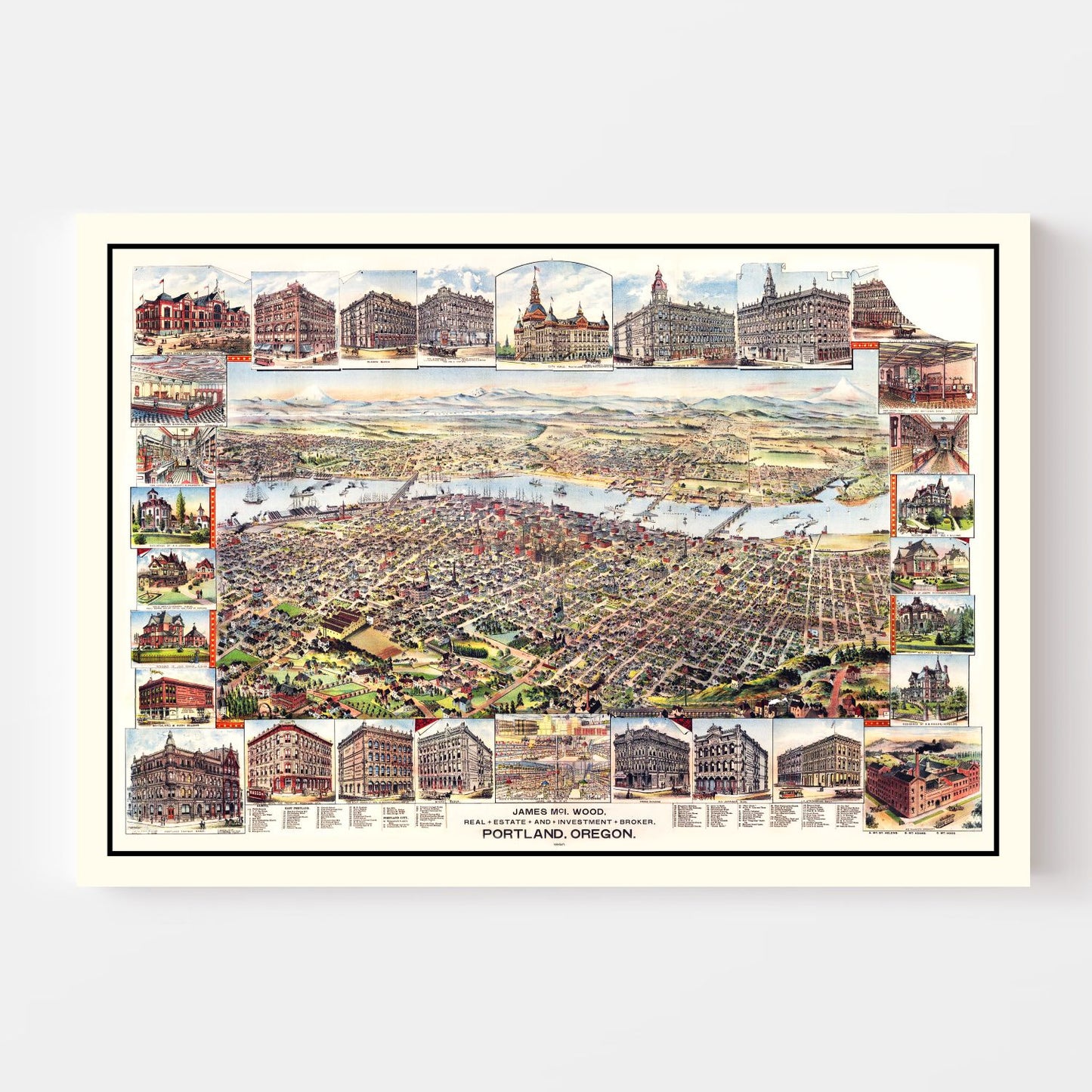 Vintage Map of Portland, Oregon, 1890
