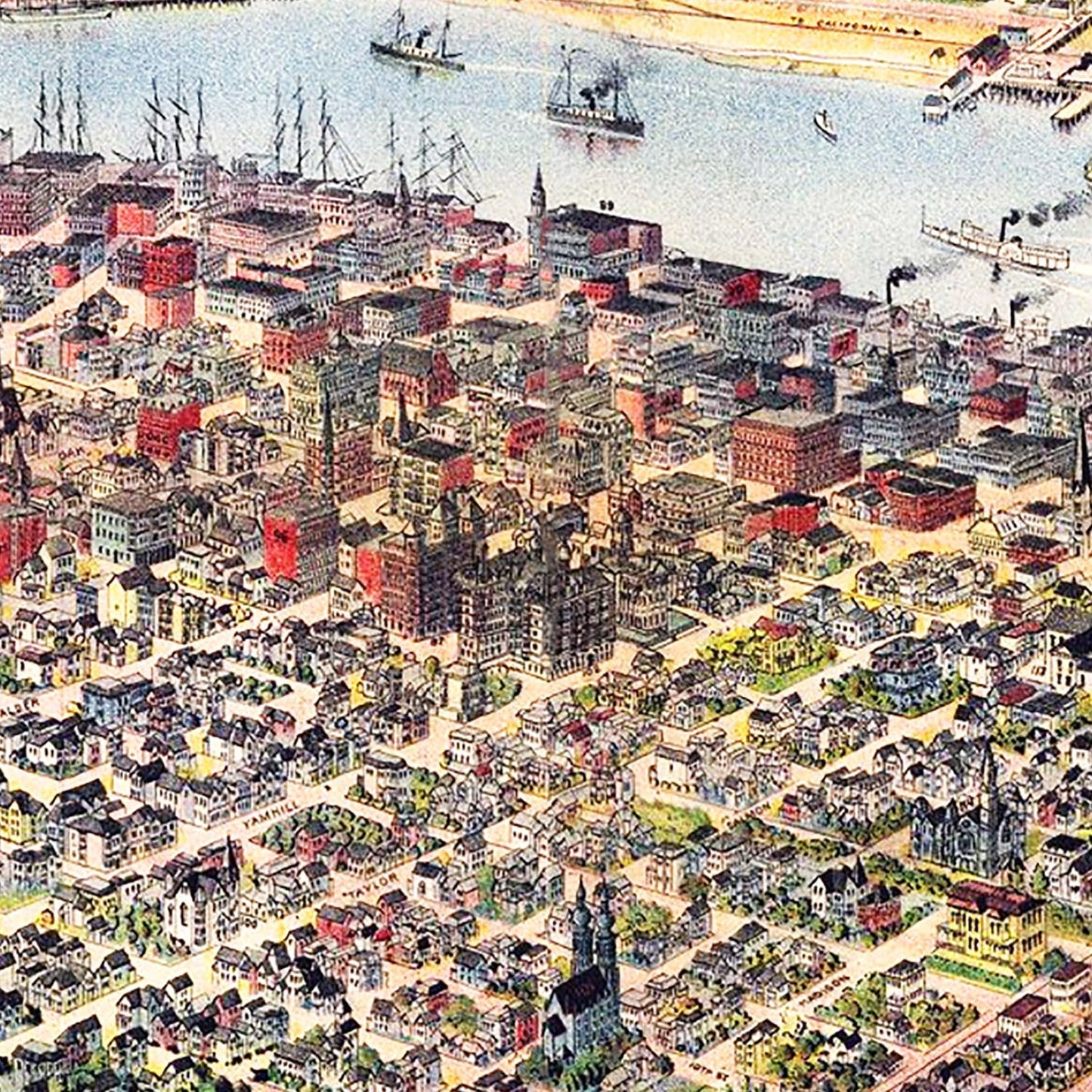 Vintage Map of Portland, Oregon, 1890
