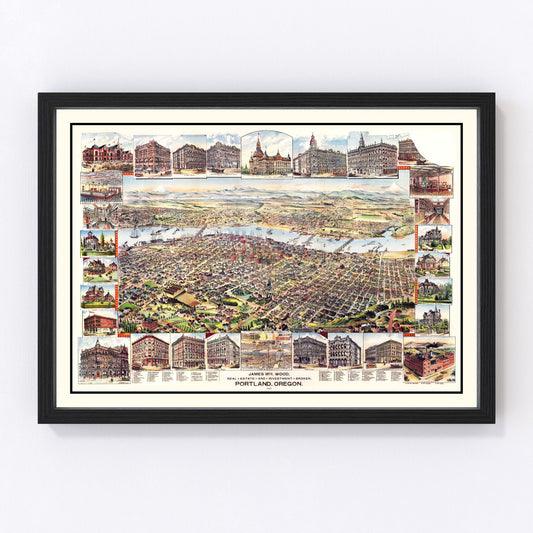 Vintage map of Portland, Oregon, 1890