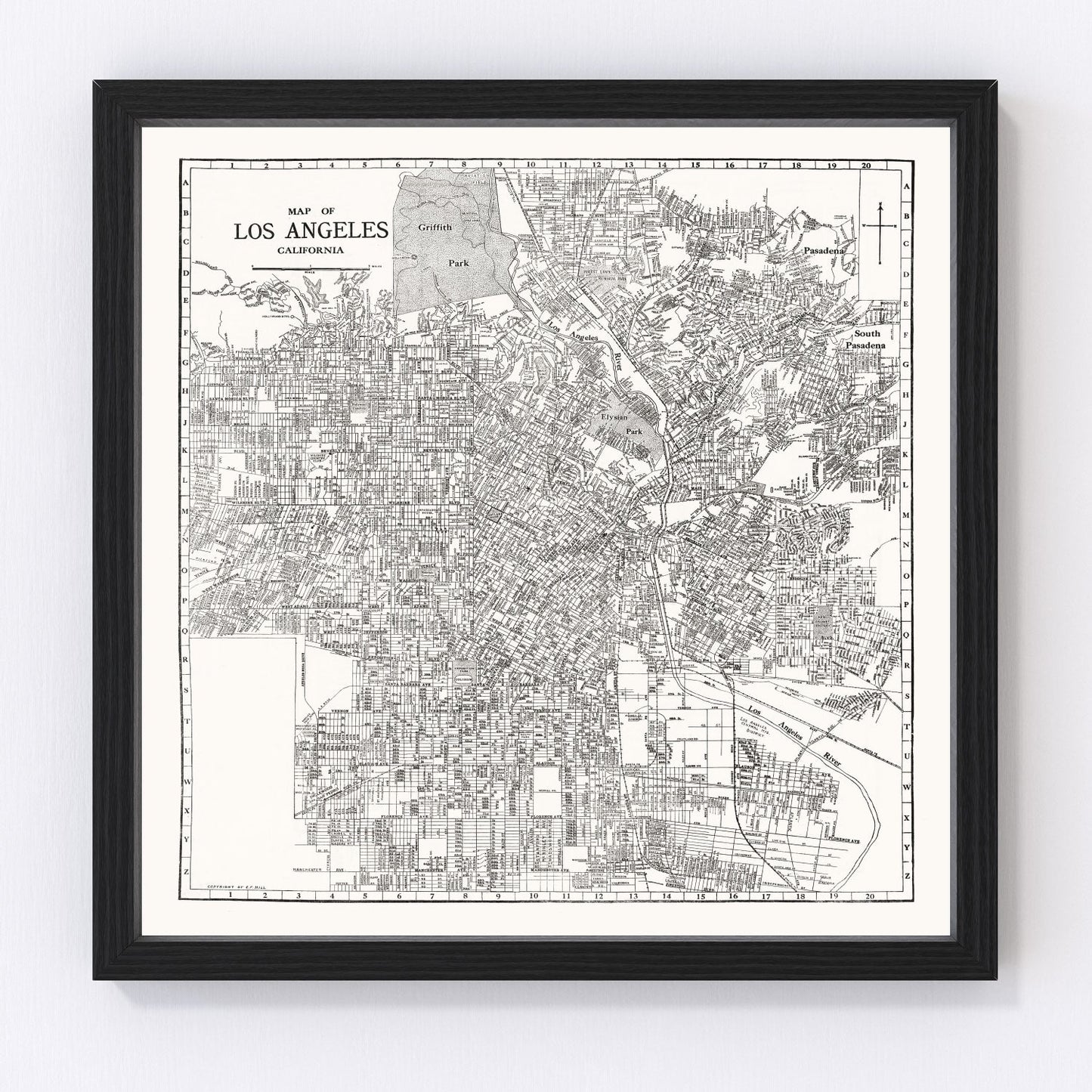 vintage map of Los Angeles, California, 1929