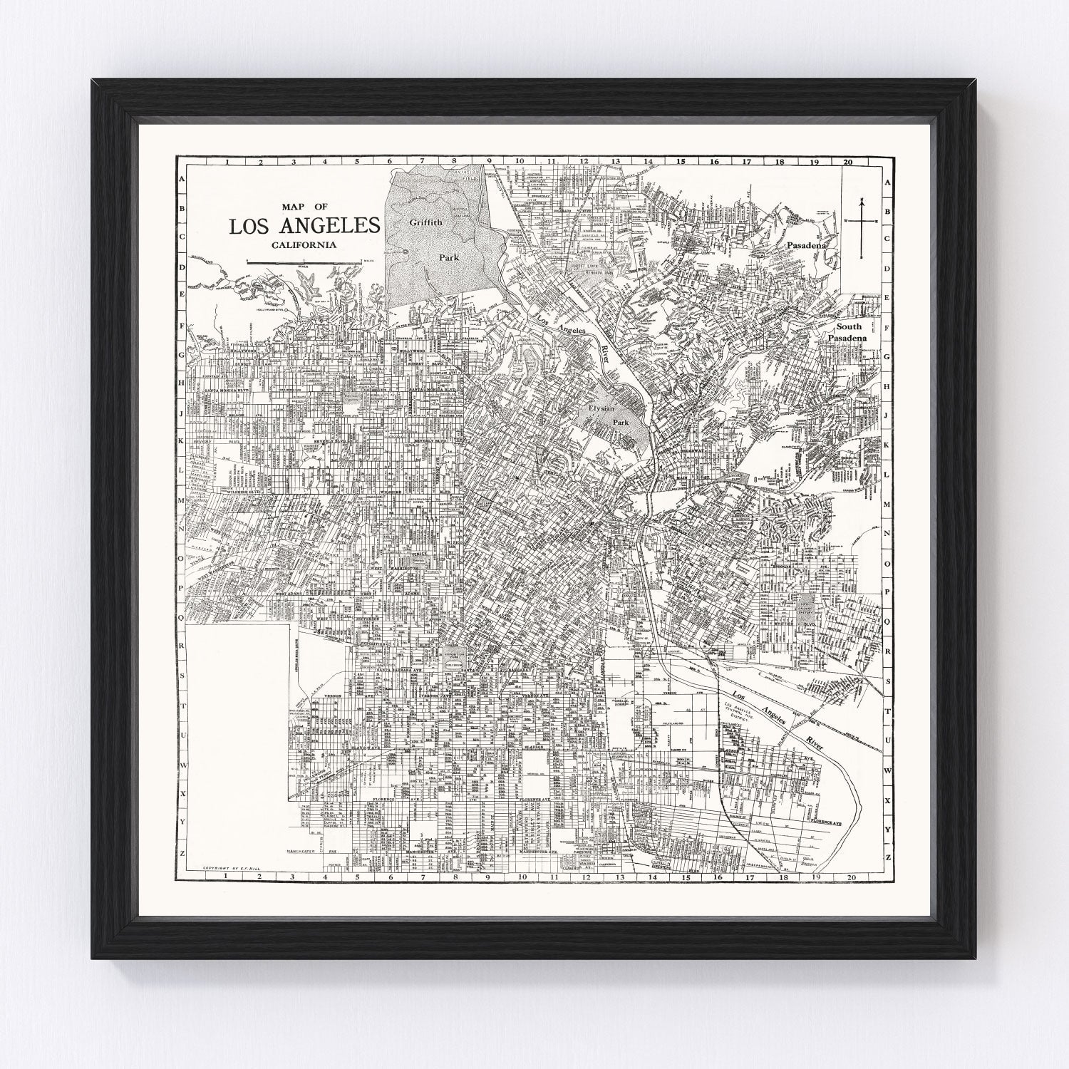 vintage map of Los Angeles, California, 1929