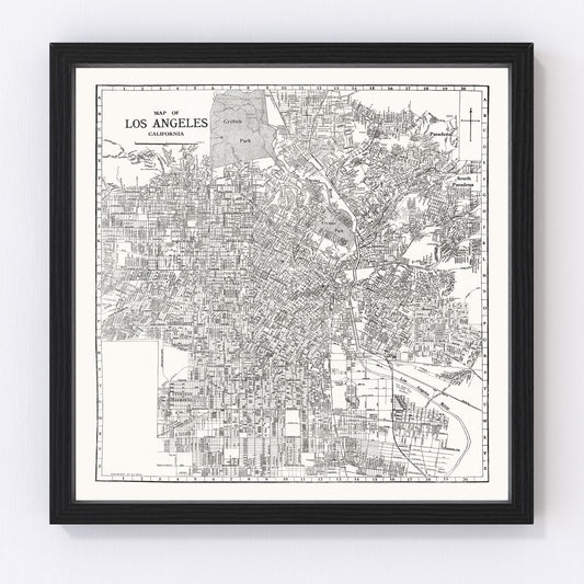 vintage map of Los Angeles, California, 1929