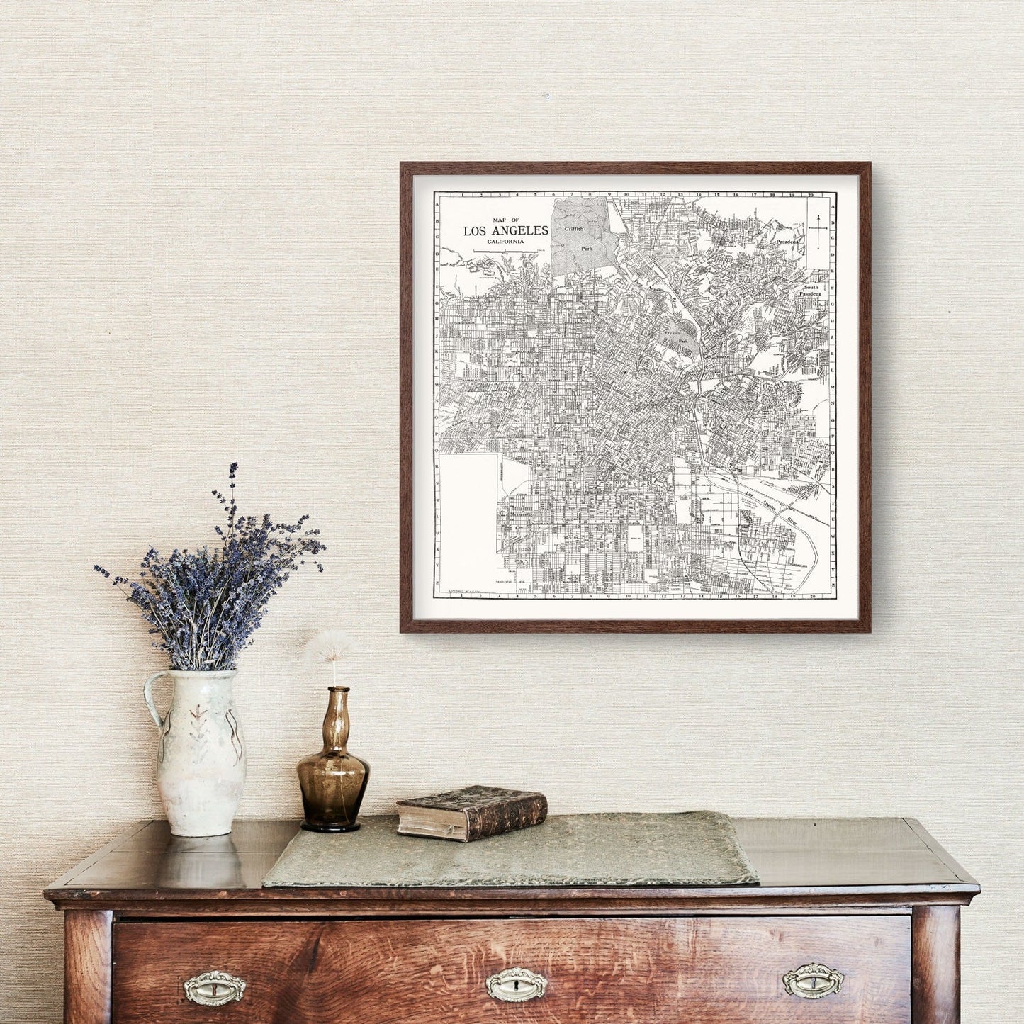 Vintage Map of Los Angeles, California, 1929