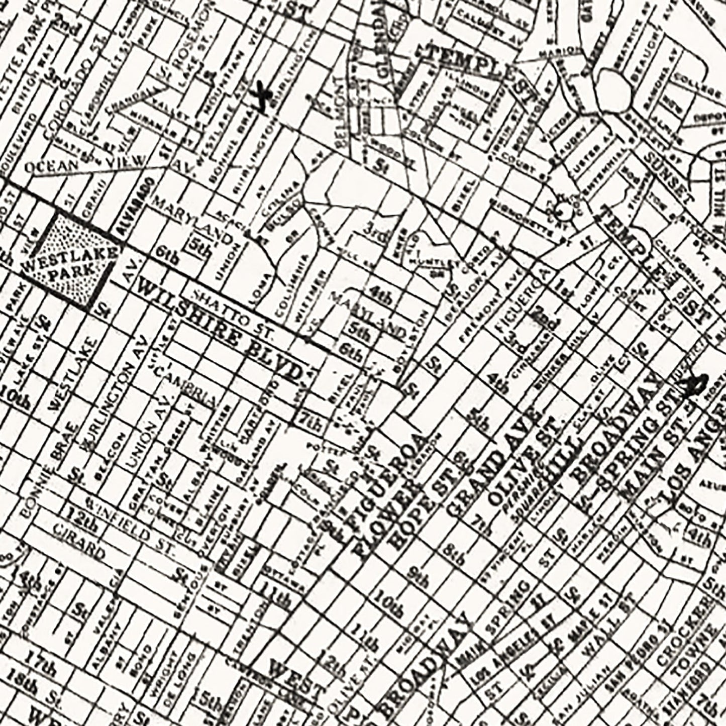 Vintage Map of Los Angeles, California, 1929