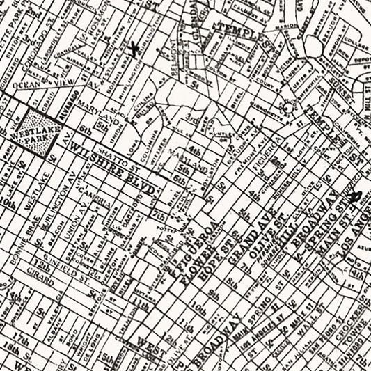 Vintage Map of Los Angeles, California, 1929