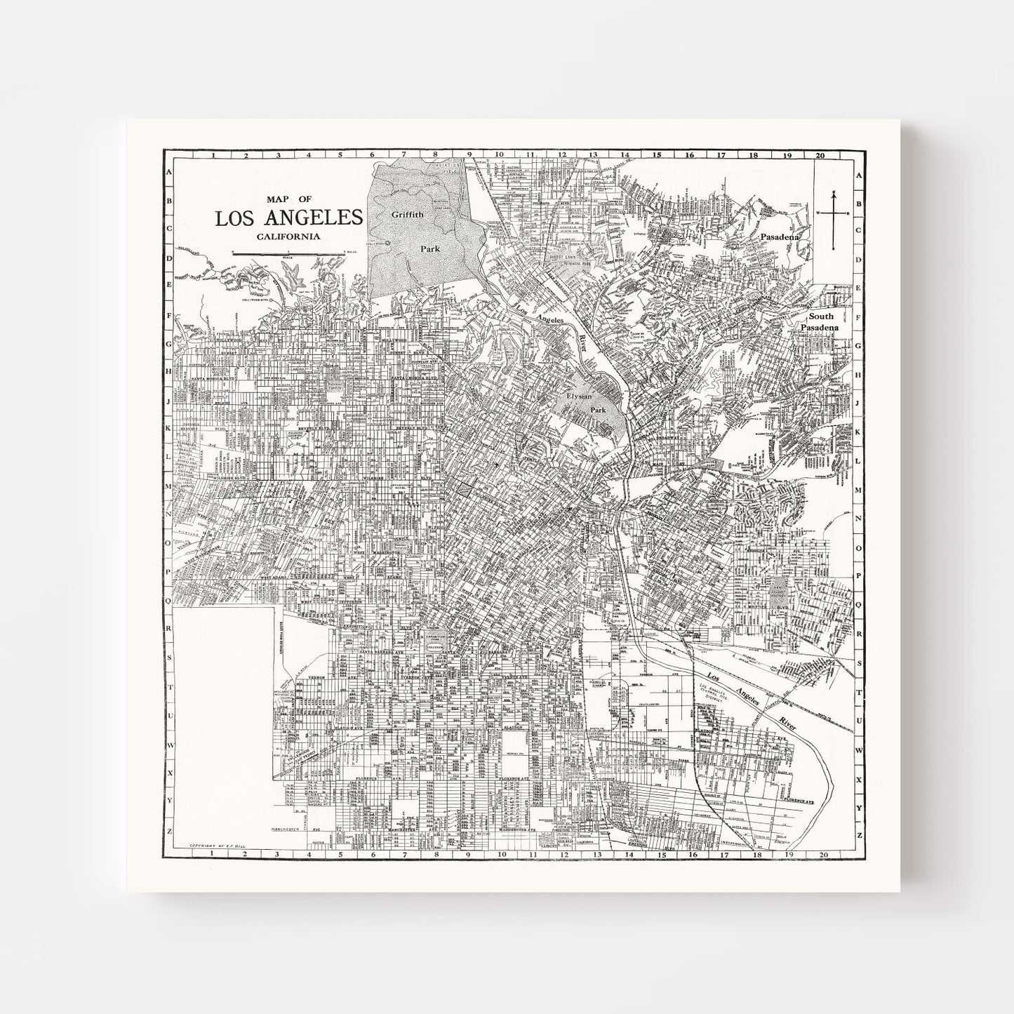 Vintage Map of Los Angeles, California, 1929