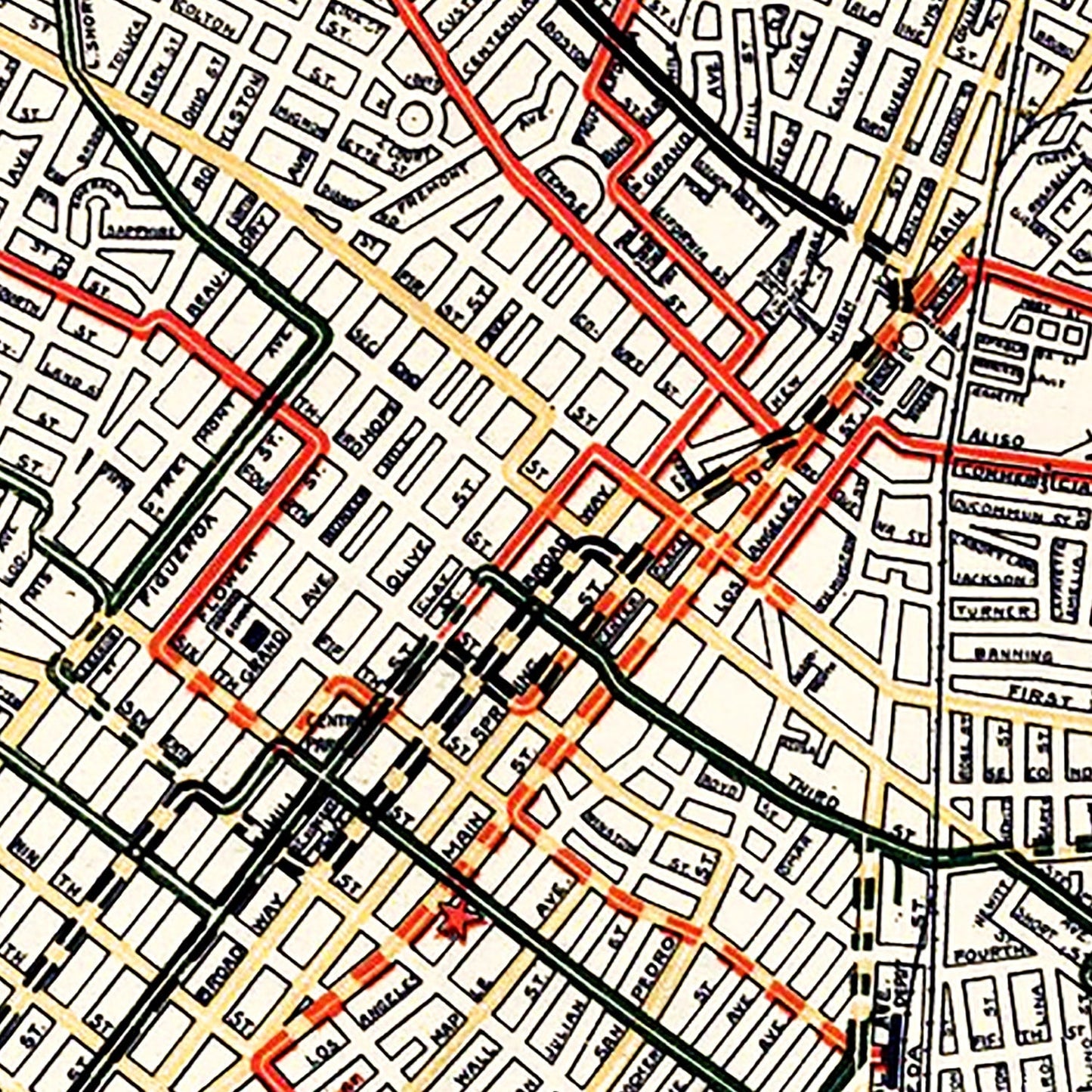 Vintage Railway Map of Los Angeles, 1906