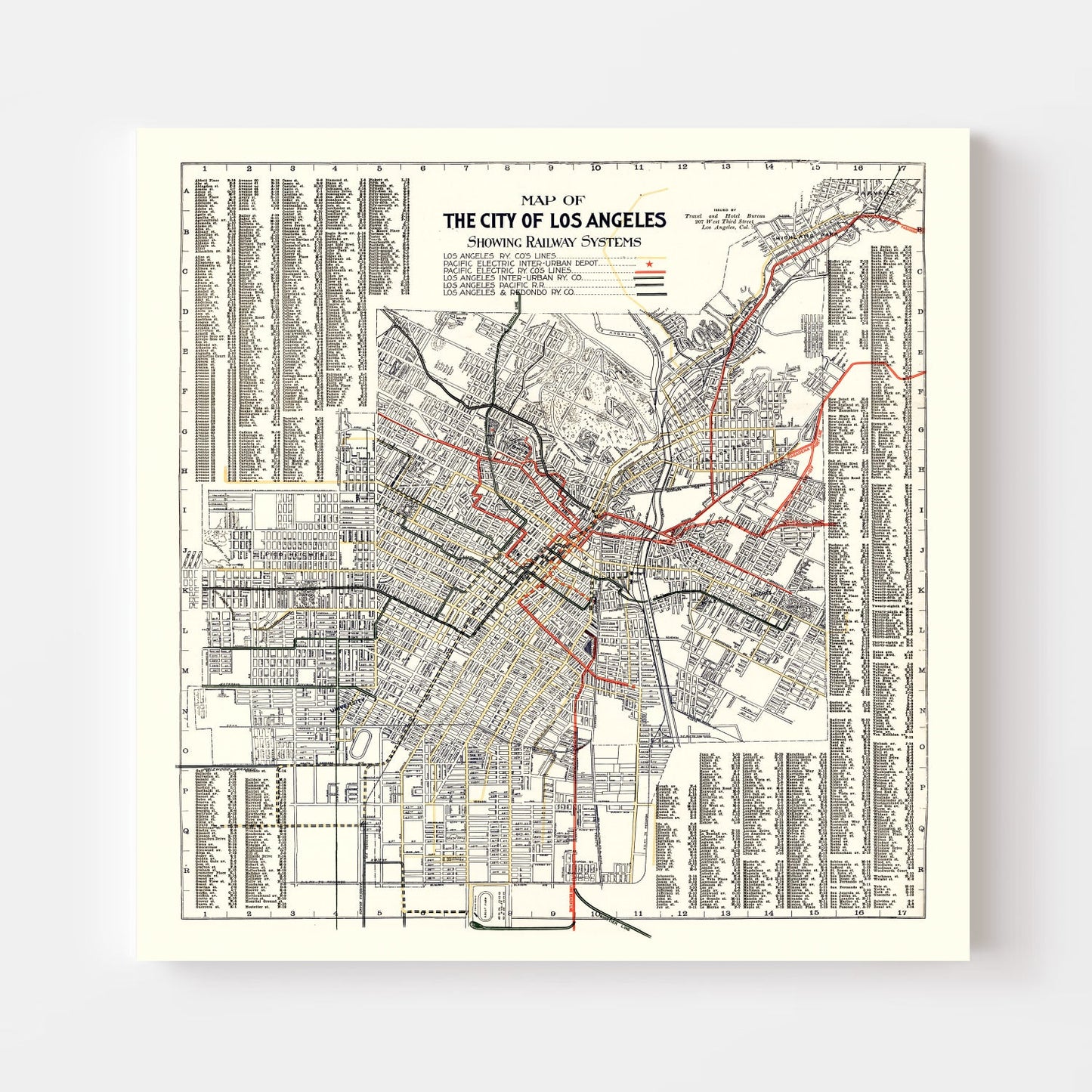Vintage Railway Map of Los Angeles, 1906