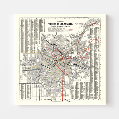 Vintage Railway Map of Los Angeles, 1906