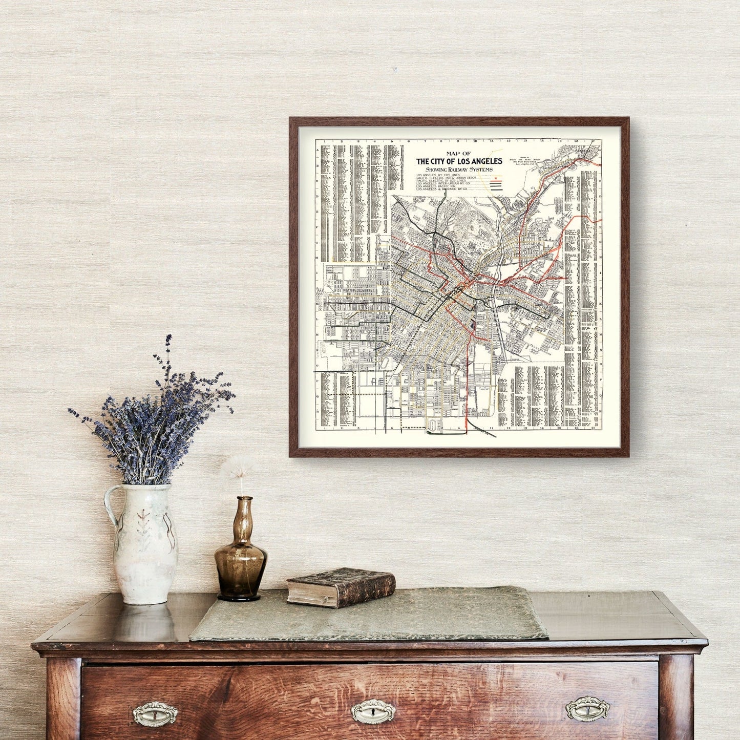 Vintage Railway Map of Los Angeles, 1906