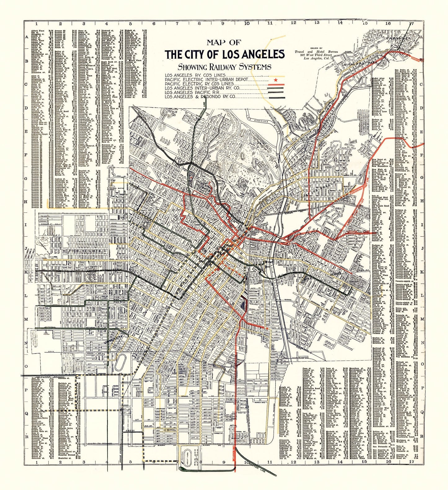 Vintage Railway Map of Los Angeles, 1906