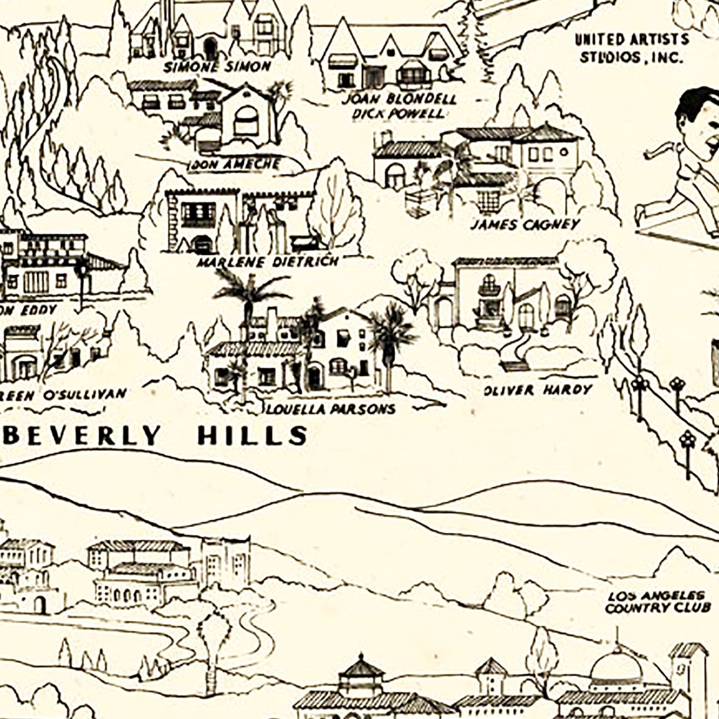 Los Angeles Movie Star Map, 1937