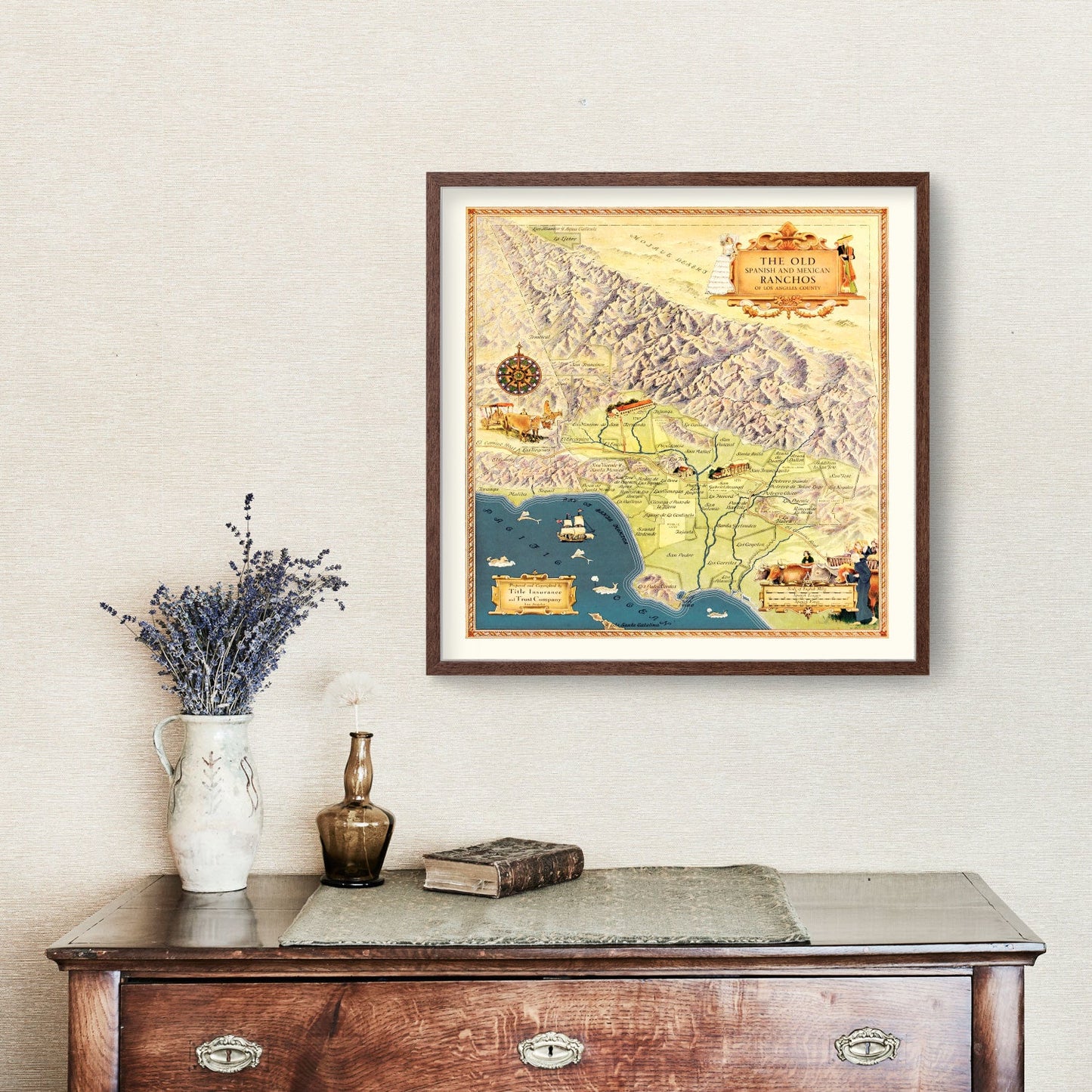 Vintage Map of Los Angeles County, California, 1937