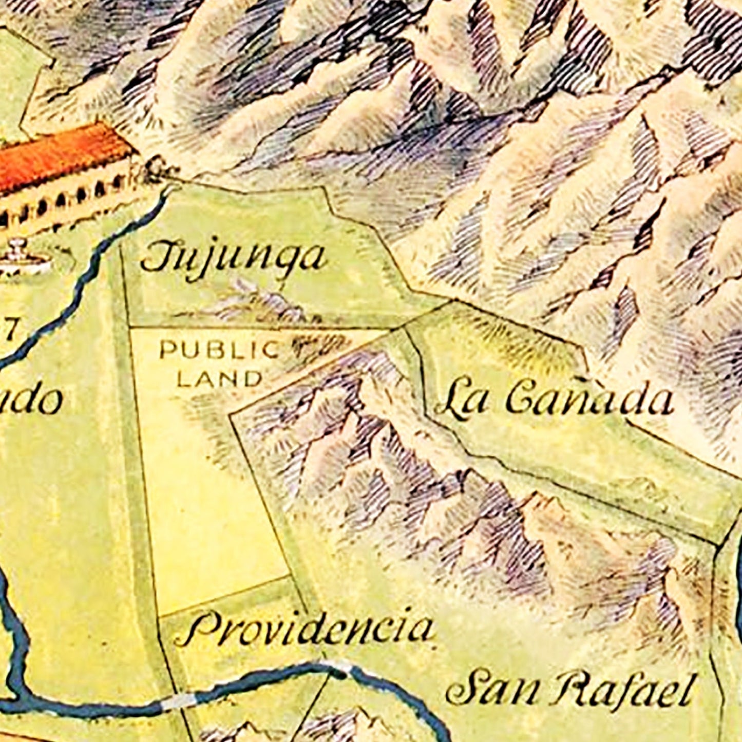 Vintage Map of Los Angeles County, California, 1937