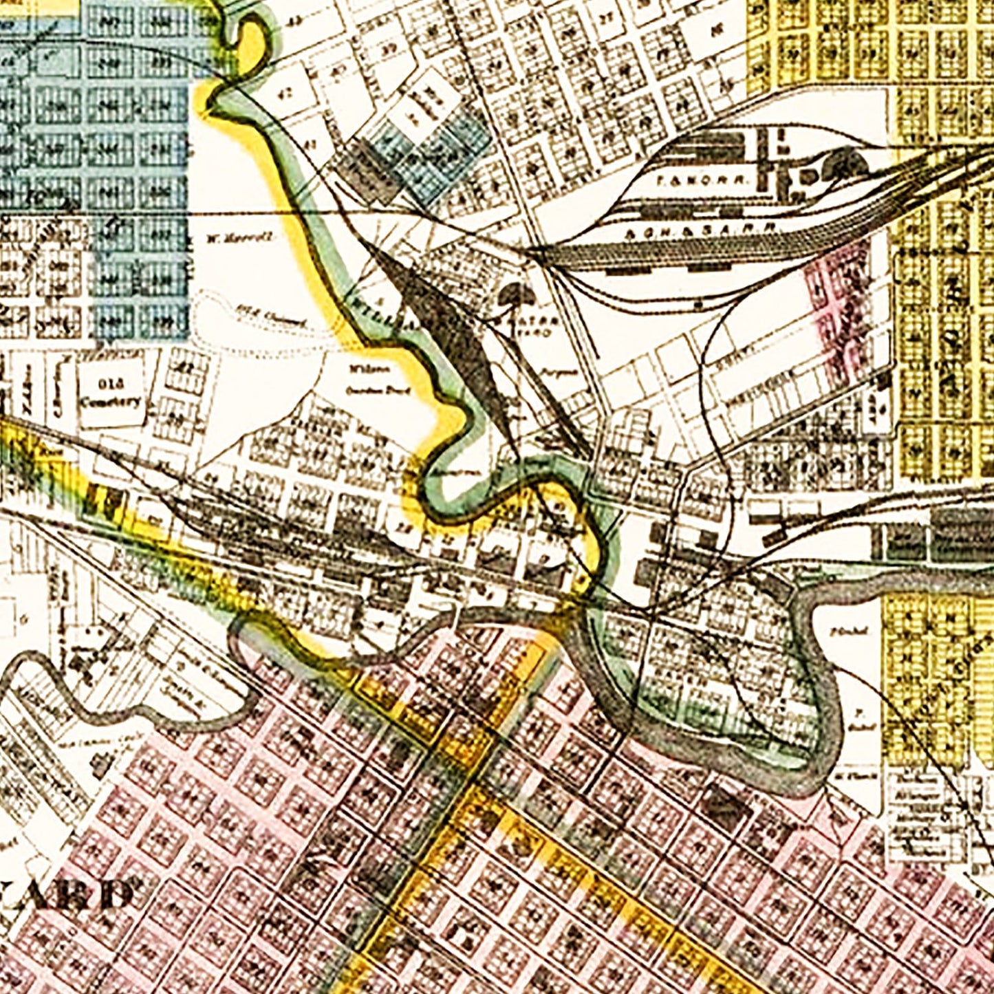 Vintage Map of Houston, Harris County, Texas, 1895